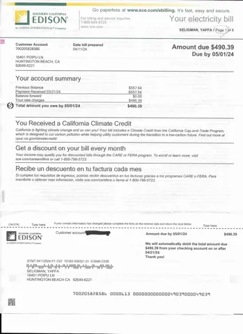 Balsa SCE Bill May