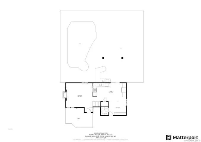 1st Floor Layout with Yard/Pool