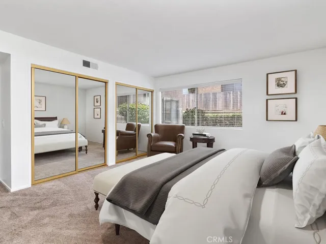 Virtual Staging Primary Bedroom with Mirrored wardrobe doors
