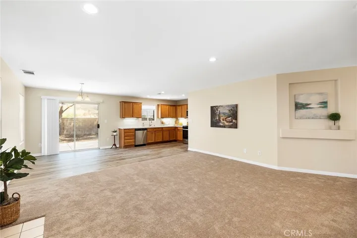 Great room is open from the kitchen