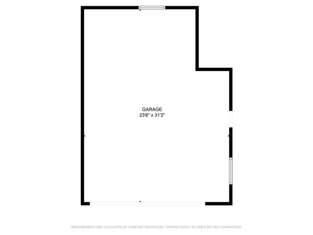 Floorplan diagram of the detached garage. Measurements are estimates only and have not been verified by Listing Broker.