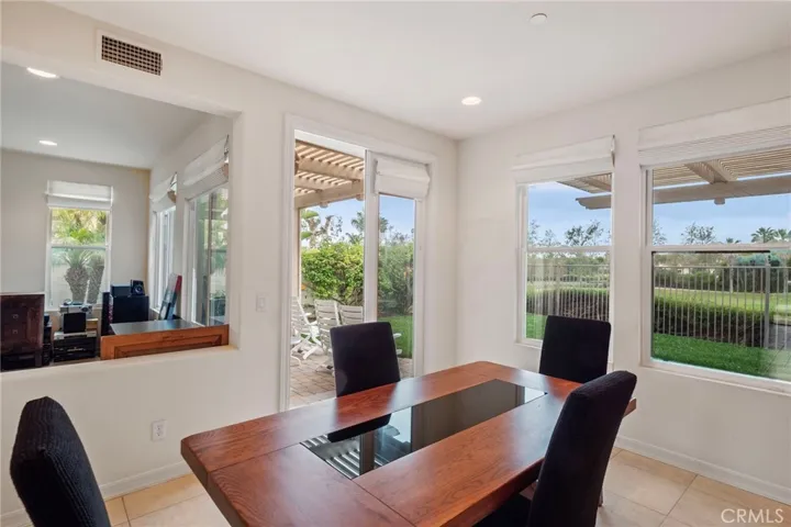 Dining room with living room on the left