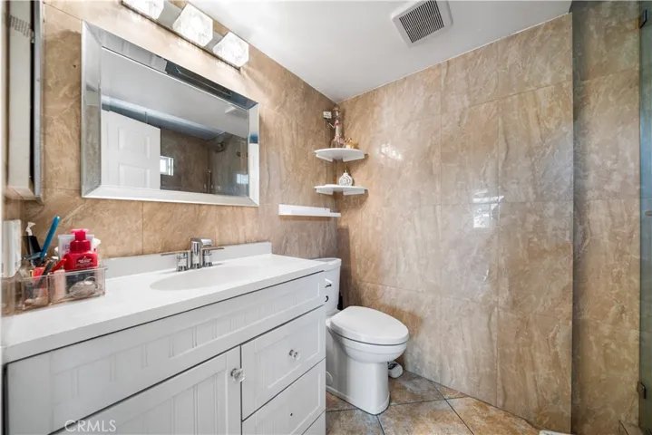 Bathroom in downstairs with walking in shower