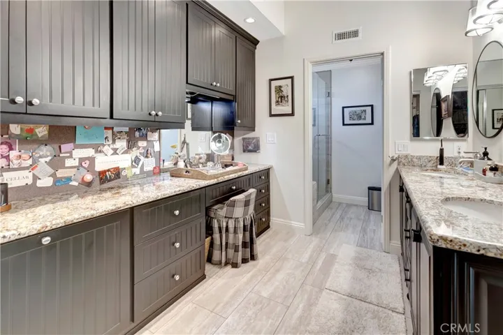 Double-Sink Vanity in Primary Bath, Plus Make-Up Vanity with Lots of Drawer/Cabinet Storage
