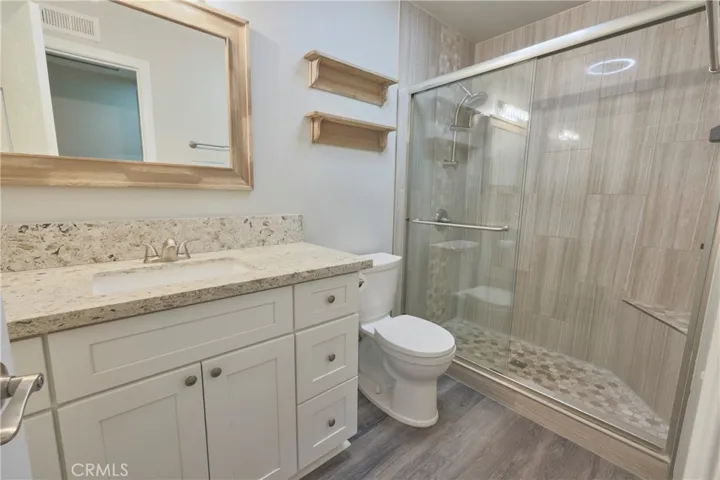 Updated bath with walk in shower