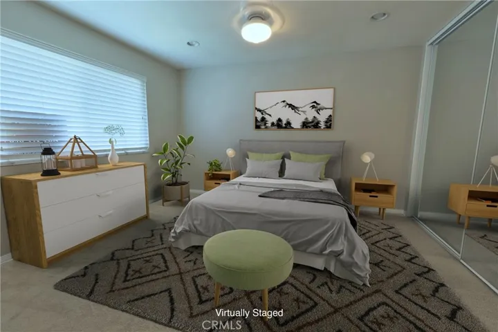 Virtually staged primary bedroom