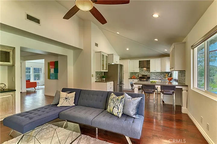 family room and kitchen