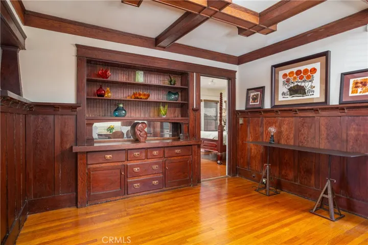Built in buffet and view of door to Bedroom 2