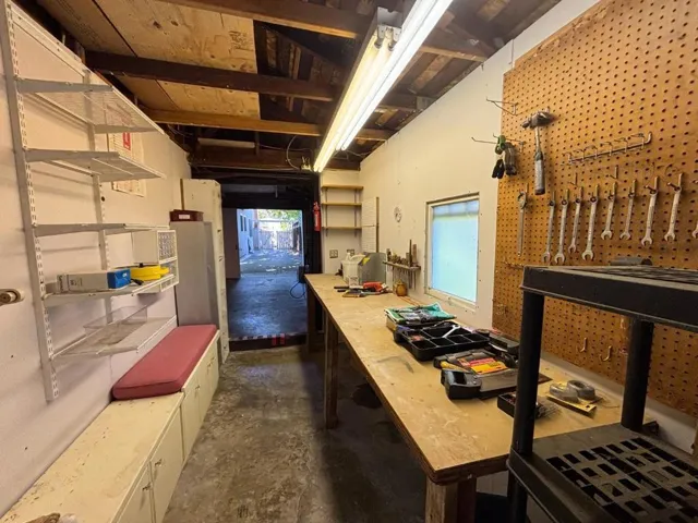 Workshop attached to 2 car garage