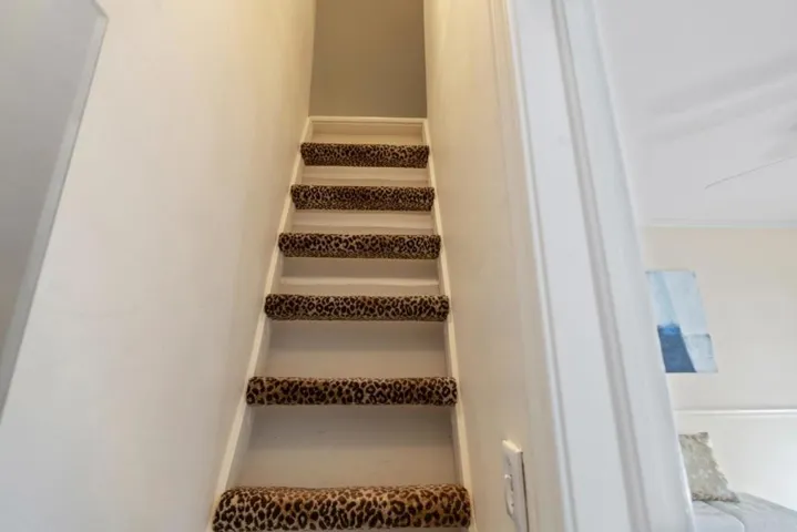 Stairs leading up to extra attic space