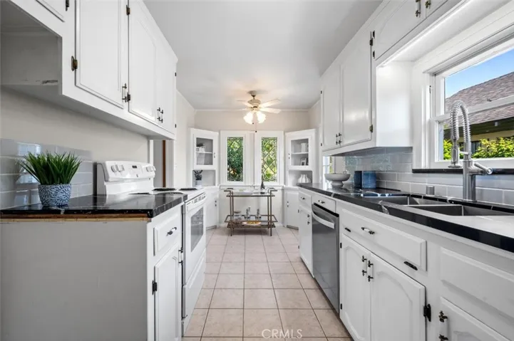 Galley style kitchen.