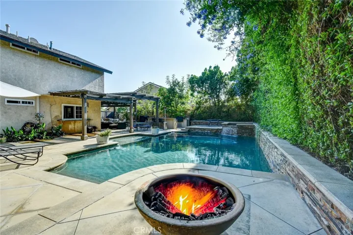 firepit overlooking pool