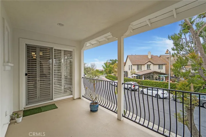 One exits from the dining room and one from the secondary bedroom.