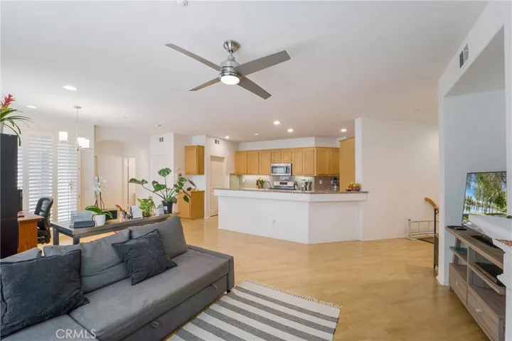 The living room and dining room open to the kitchen.