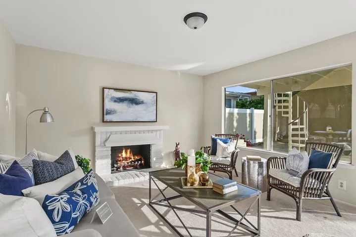 Cozy brick fireplace