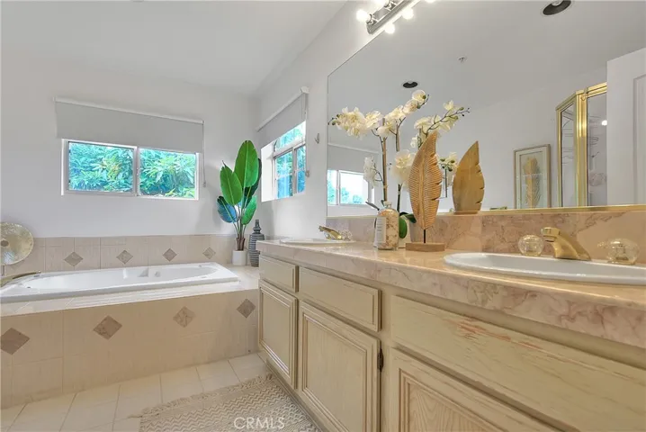 Master bathroom with bathtub