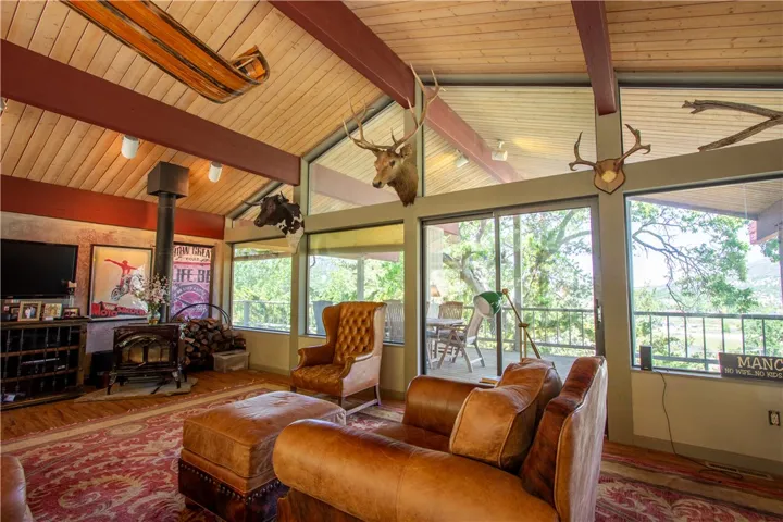 Living room facing front deck