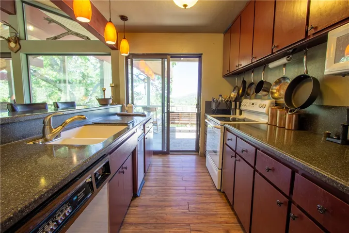 Main house kitchen, facing front deck