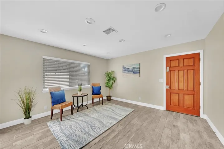 View from living room to front door