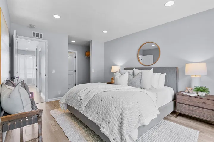 Primary bedroom with direct access to bathroom.