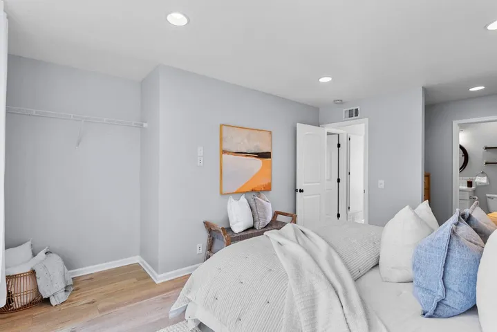 Primary bedroom has 3 closet/desk flex. areas.
