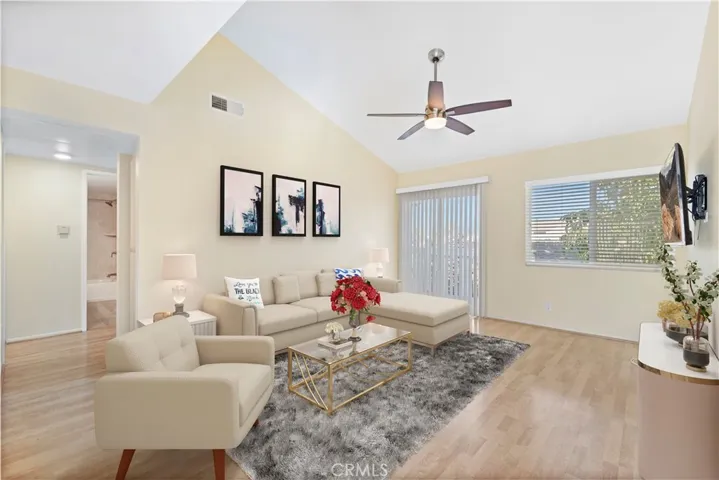 Open living room with deck