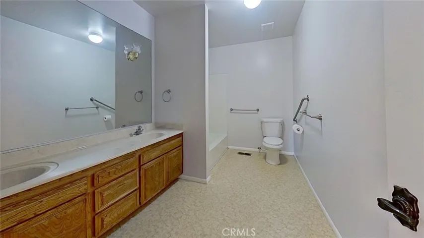 one of the hall baths, note the double sink vanity