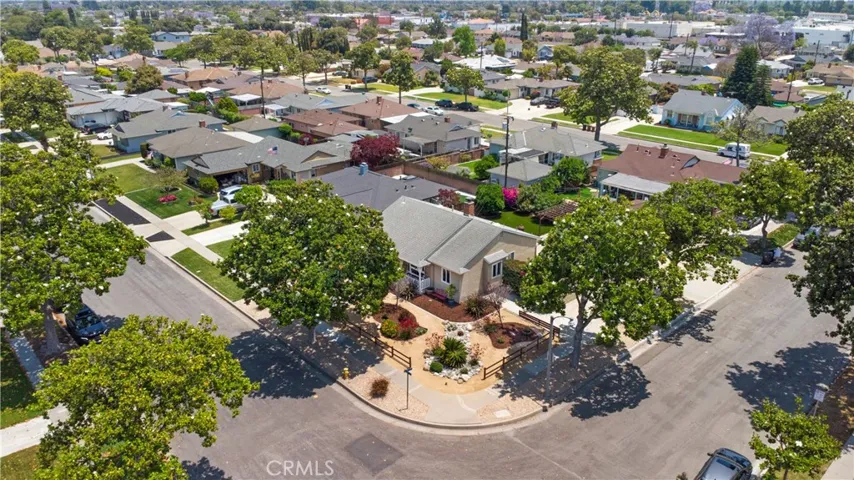 Aerial view of corner lot.