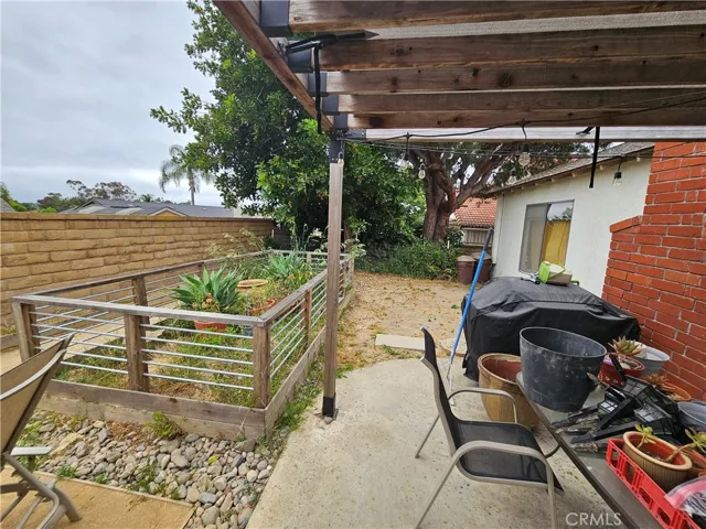 This is showing part of the backyard and patio