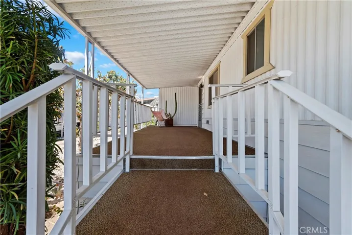 Entry into Home Front Covered patio