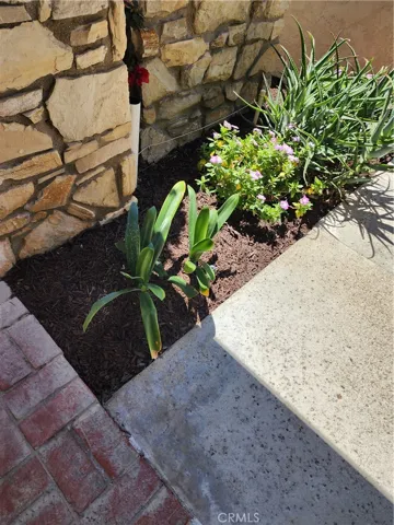 Planters with Stone work  wall  annexed entry to  private porch