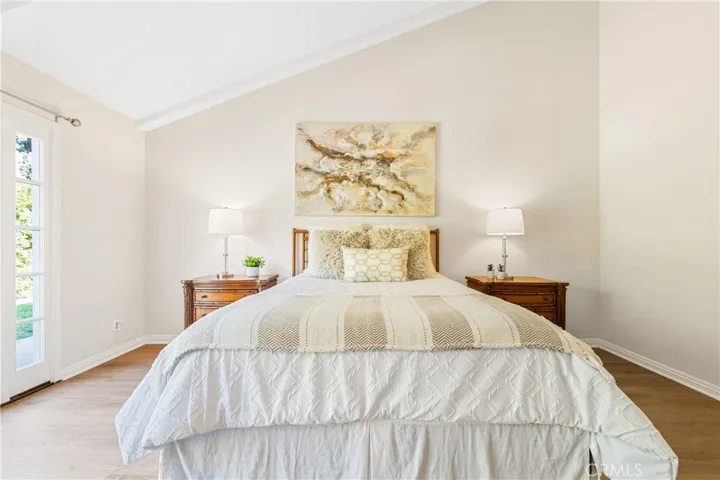 Vaulted ceiling in primary bedroom suite