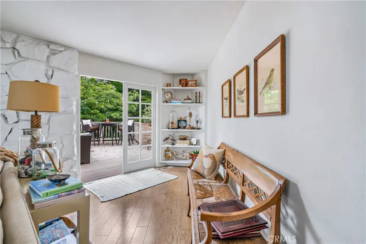 Living room with doors to the back yard