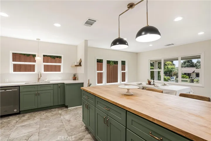 Breakfast bar with Amish made butcher block counter
