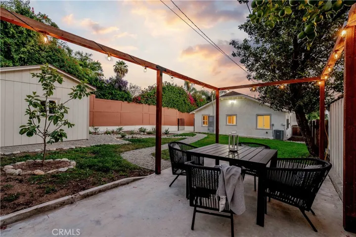 Lighted deck with outdoor sitting area