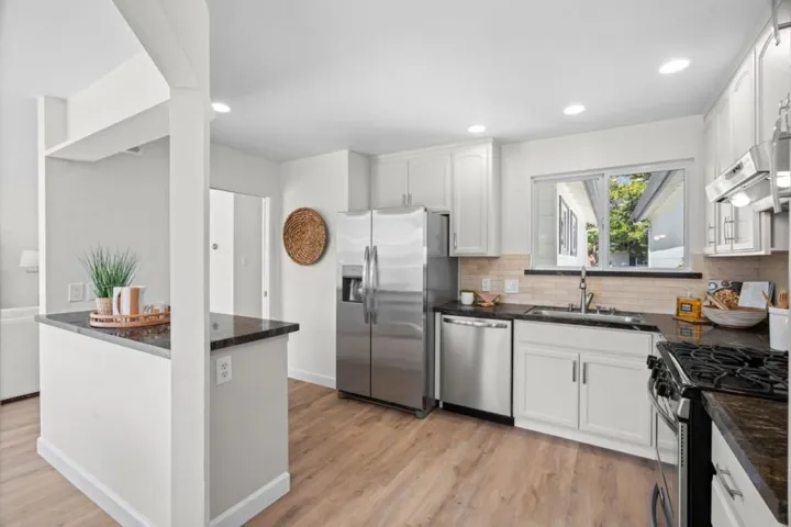 Kitchen with stainless steel appliances
