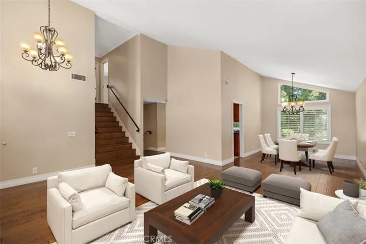 Gorgeous engineered wood flooring throughout the home.