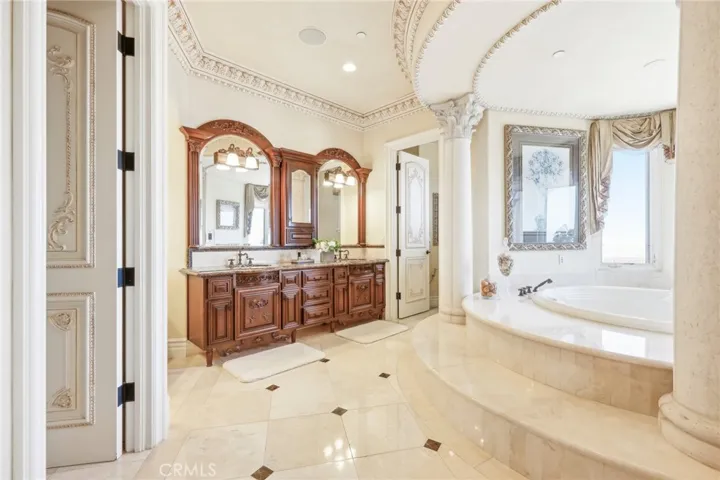 Primary Bath with stately tub.