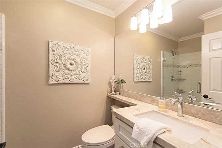 Recently remodeled secondary bathroom.