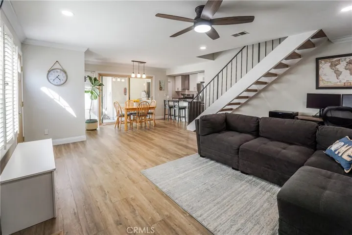 Living room and dining room