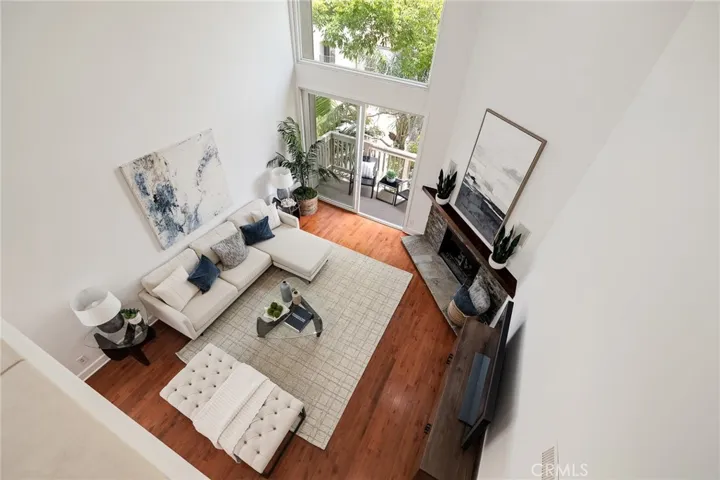 View from loft down to living room