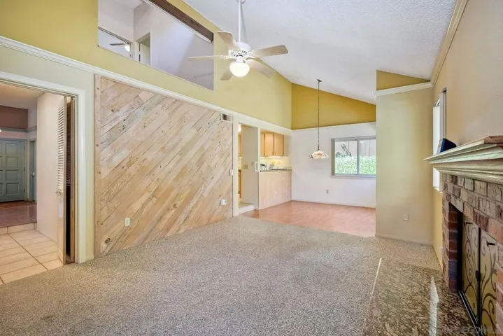 Family room with views to the kitchen area