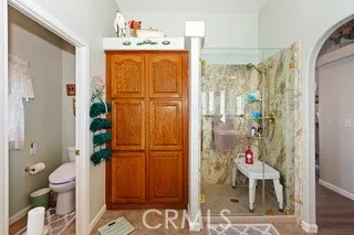 Primary bath with Storage and Walk in Shower