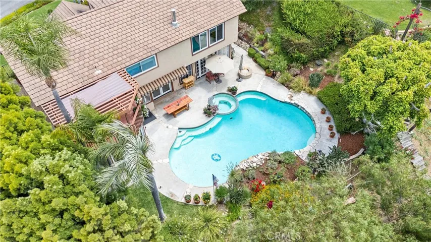 Partial drone view of backyard