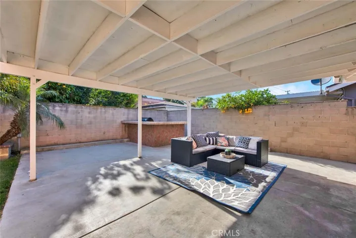Back yard patio view with BBQ bar