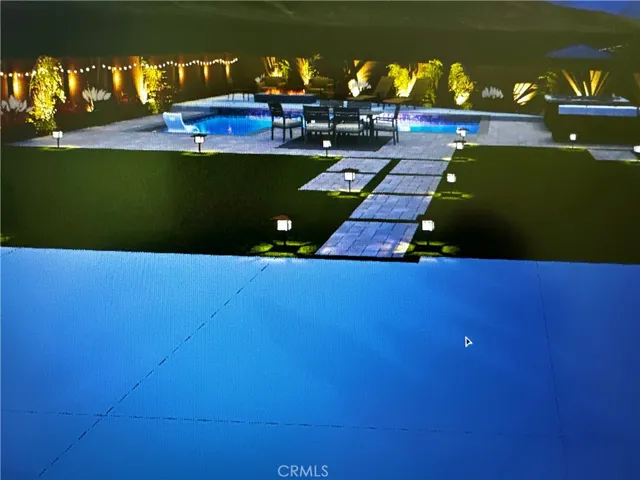Pool is a Design Sketch. Pool is NOT Built. The Design is to show the potentiality of the lot.
