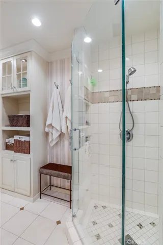Built in storage in the upstairs 2nd bath