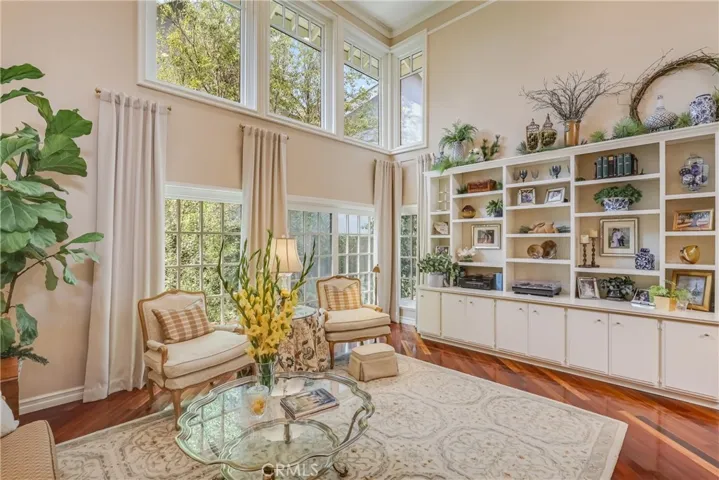 The sliding French door leading to the back yard