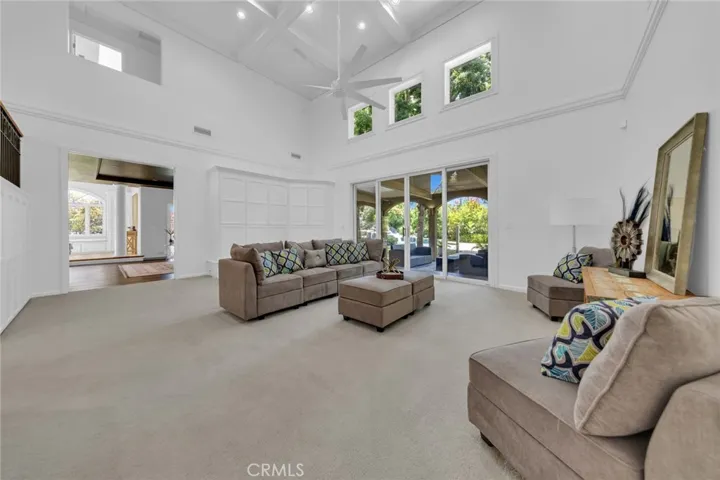 Second Story dramatic coffered ceilings in the Family Room!
