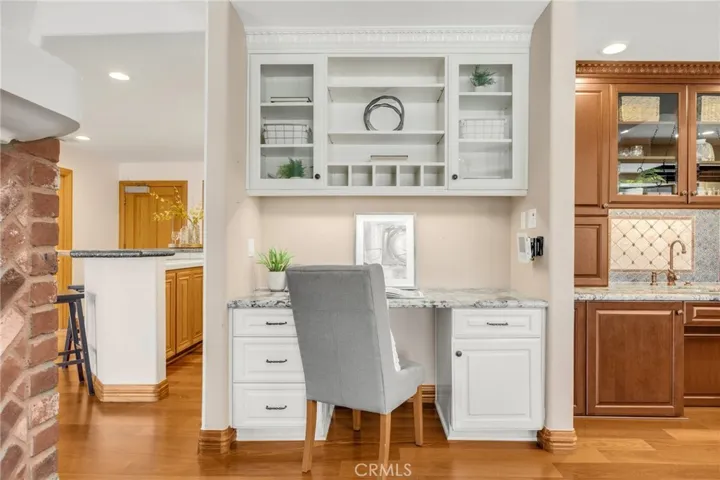 Desk in kitchen